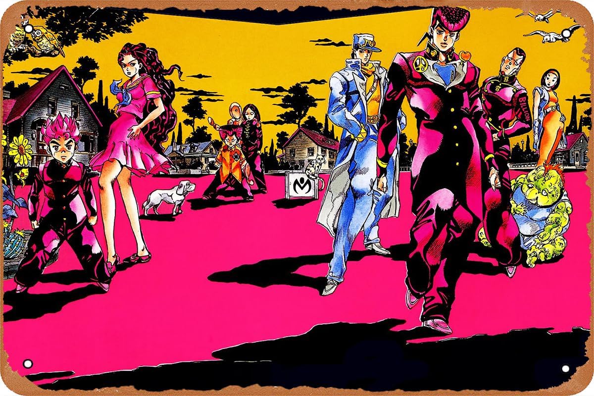 Anime Merchandise Posters - JoJos Bizarre Anime Poster, Vintage Tin
