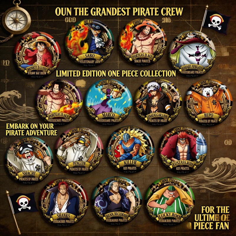 Anime Merchandise Types - ONEPIECE Anime Badge Pin C Type