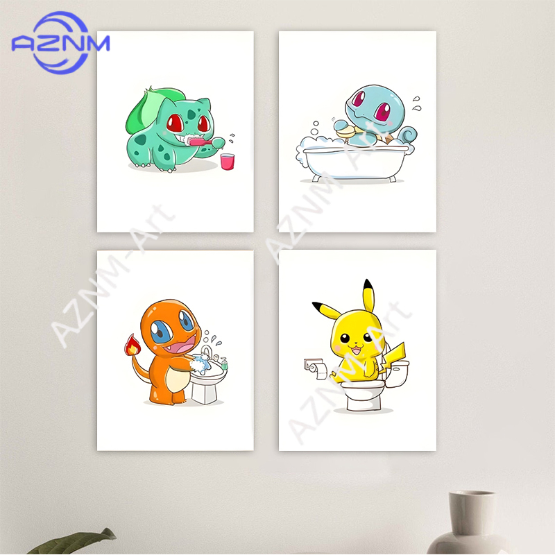 Anime Merchandise Posters - Pokemon Cartoon Grappig Canvas Schilderij Pikachu