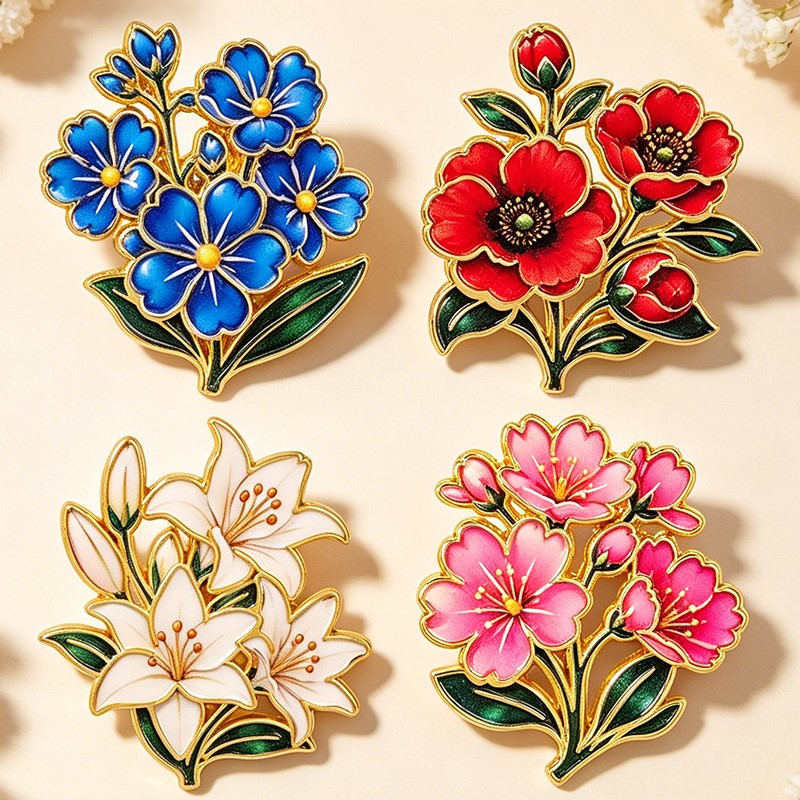 Leuke vintage kleurrijke bloem - Enamel Pin Set recensie en prijs