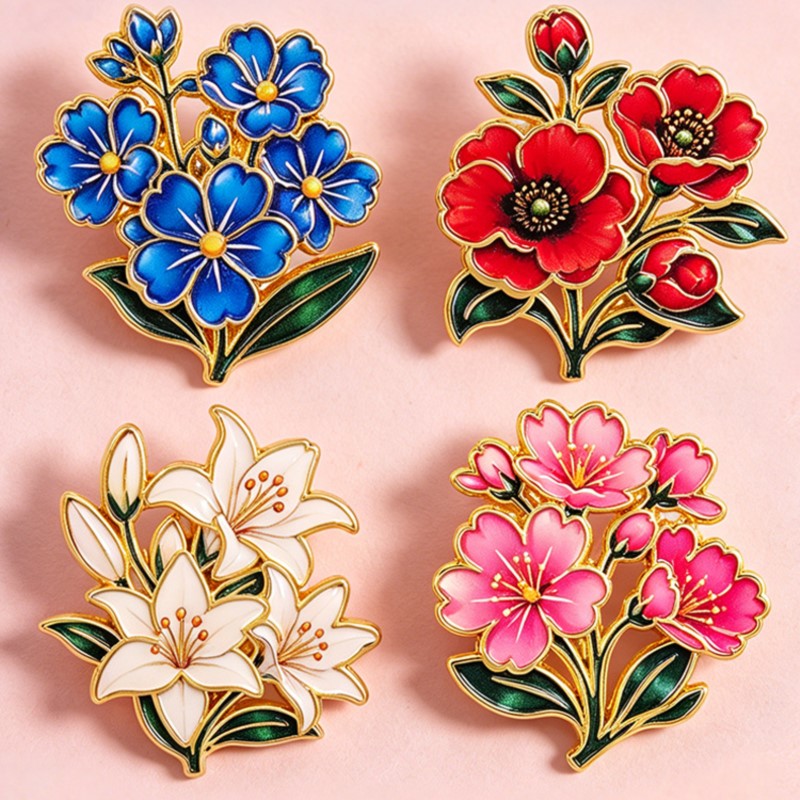 Leuke vintage kleurrijke bloem - Enamel Pin Set recensie en prijs