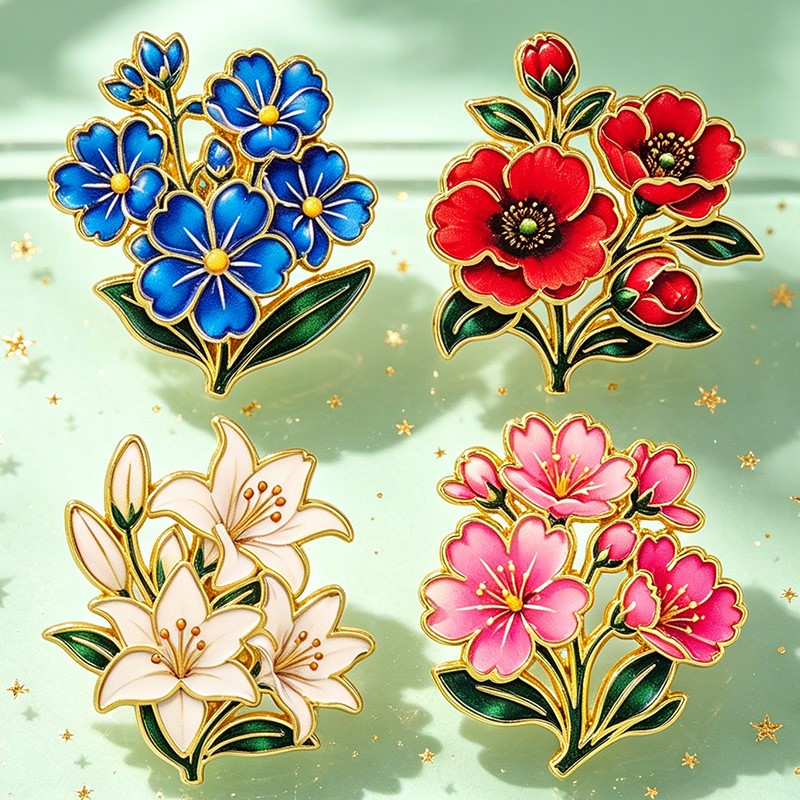 Leuke vintage kleurrijke bloem - Enamel Pin Set recensie en prijs